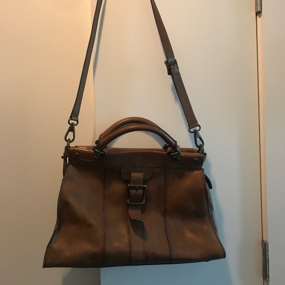 FOSSIL brown genuine leather satchel